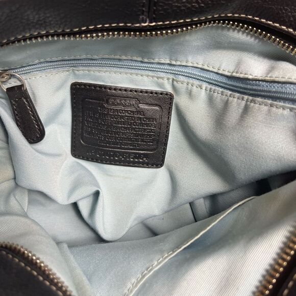 Coach black leather convertible shoulder /crossbody bag silver tone hardwares - Picture 6 of 11